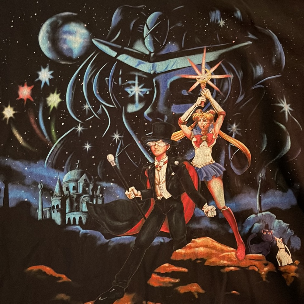 Sailor Moon & Tuxedo Mask Graphic Short Sleeve Tee - Black